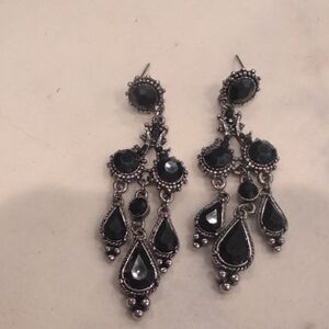 Elegant Black Dangle Cz Earrings